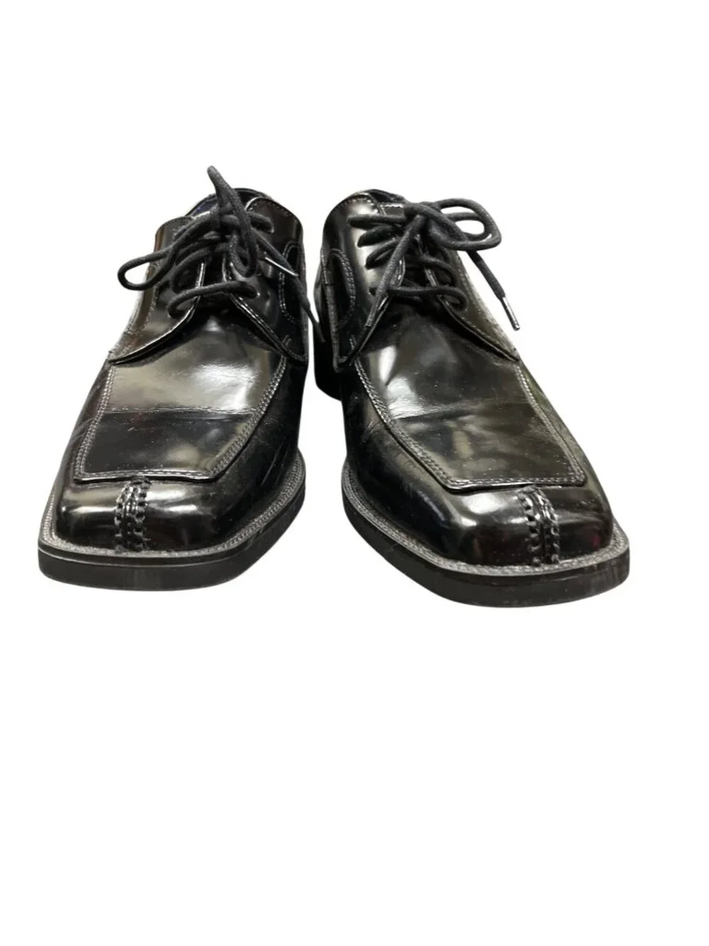 Bacco Bucci mens black leather square toe oxford dress shoes sz 9.5 SKU 10-663